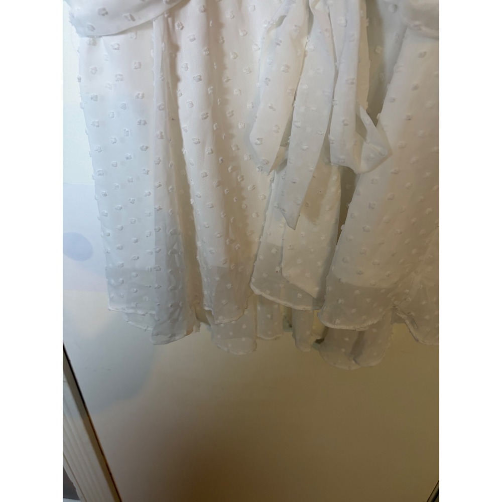 City Chic White Swiss Dot Ruffle Wrap Romper Flutter Sleeve Size M/18 - Picture 9 of 15